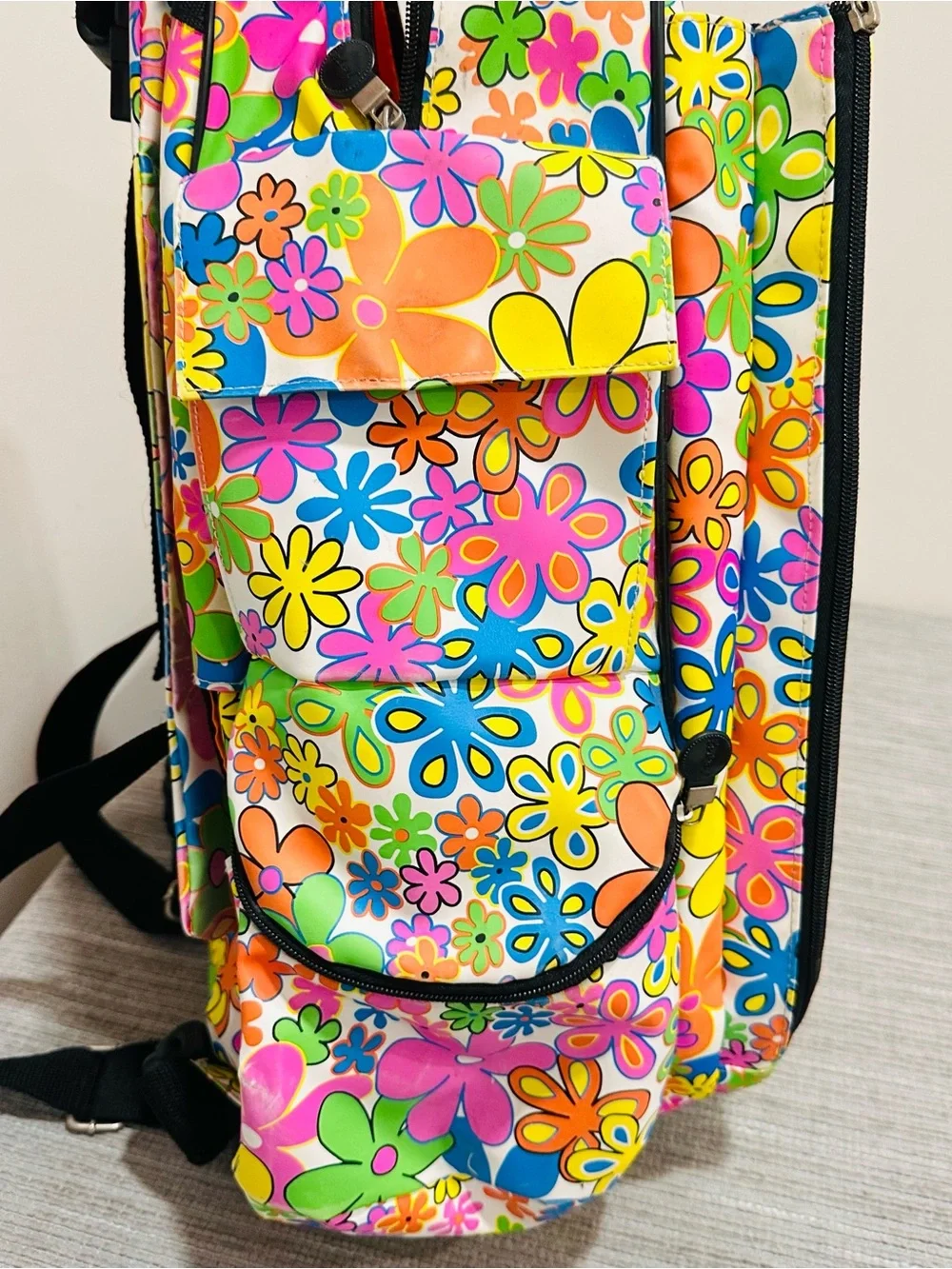 Jetpac Life Is Tennis Backpack Sling Bag 70s Neon Flower Power Lynne Tauchen